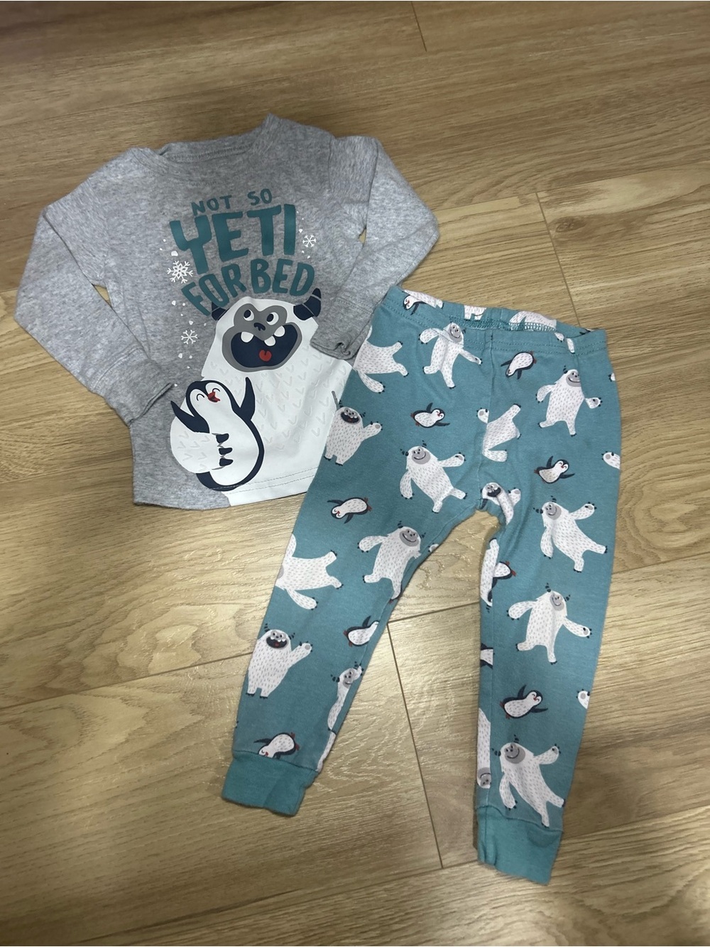 Carter's Gray Top and Teal Polar Bear Pajama Set